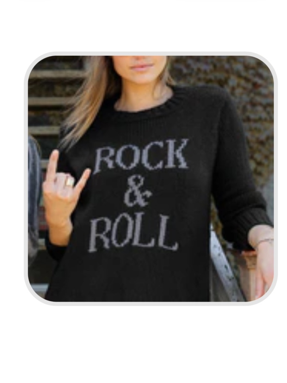 Wooden Ships Black 'Rock & Roll' Crewneck Sweater